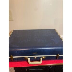 Vintage Samsonite Shwayder Bros Blue Marbled Hard Shell Suitcase Luggage Retro